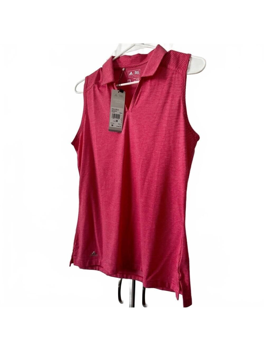 NWT Adidas Ultimate365 Sleeveless Golf Polo M Pink Heather Collared V-Neck $60 - Picture 2 of 8